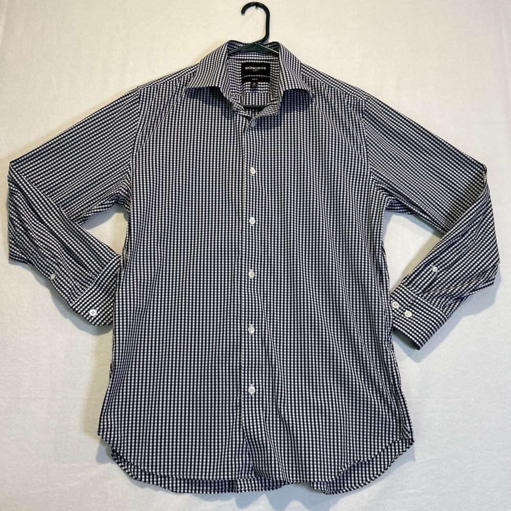 Bonobos Stretch Long Sleeve Button Down Shirt Mens Large Slim Fit 16 33 Gingham